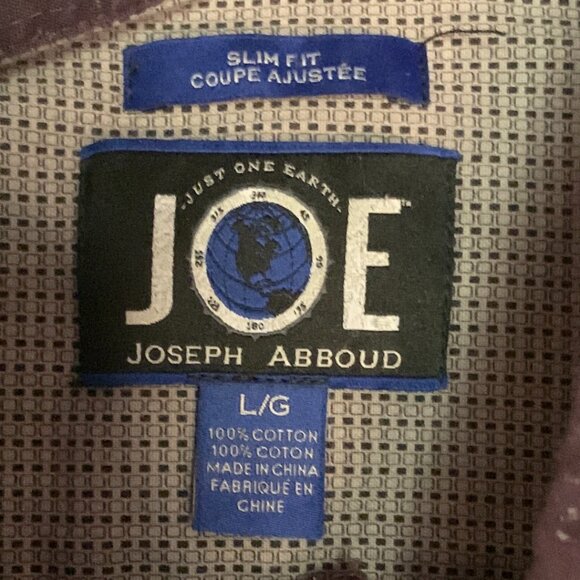 Joseph Abboud Mens Slim Fit Shirt Sz Lg Casual Button Patterned Long Sleeve Plum - Picture 5 of 9